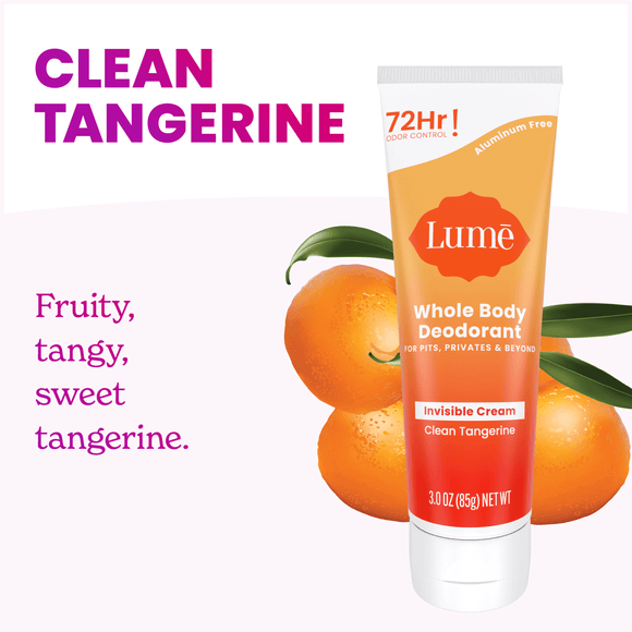 Lume-clean-tangerine-cream-deodorant-tube-over-4-tangerines-and-the-text_-Clean-tangerine-fruity-tangy-sweet-tangerine-1.png